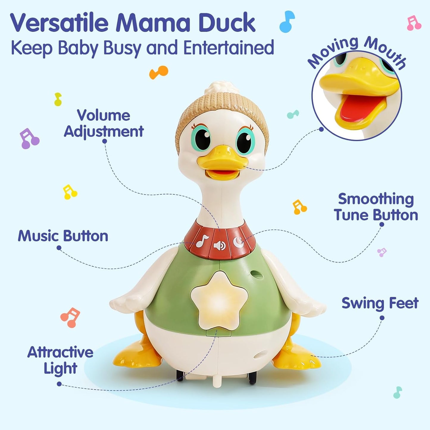 "Juguete musical de patitos que caminan 🦆 | Set de patitos bebés que se iluminan para gatear y jugar boca abajo (paquete de 3)"