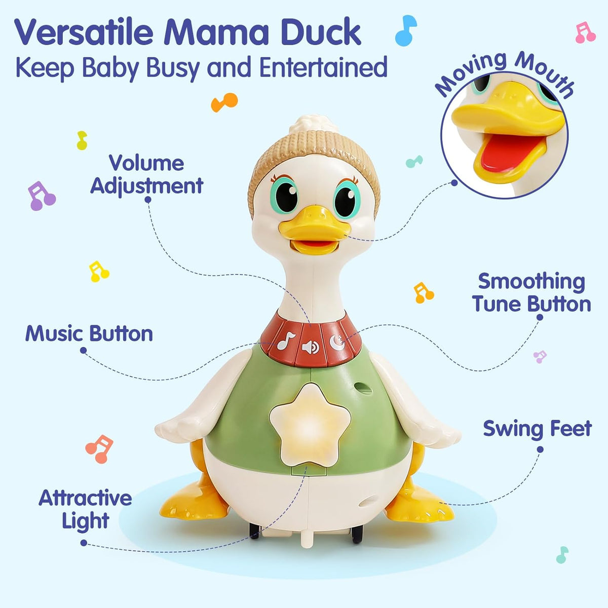 "Musical Walking Duckling Toy 🦆 | Light Up Baby Duckling Set for Crawling and Tummy Time Play (3 Pack)"