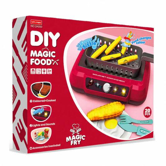 Kids' Kitchen Simulator Toy 🍳 – 20-Piece Color-Changing Frying Kit 🌈 with Sound 🔊, Light 💡 and Bubble Grill 🔥