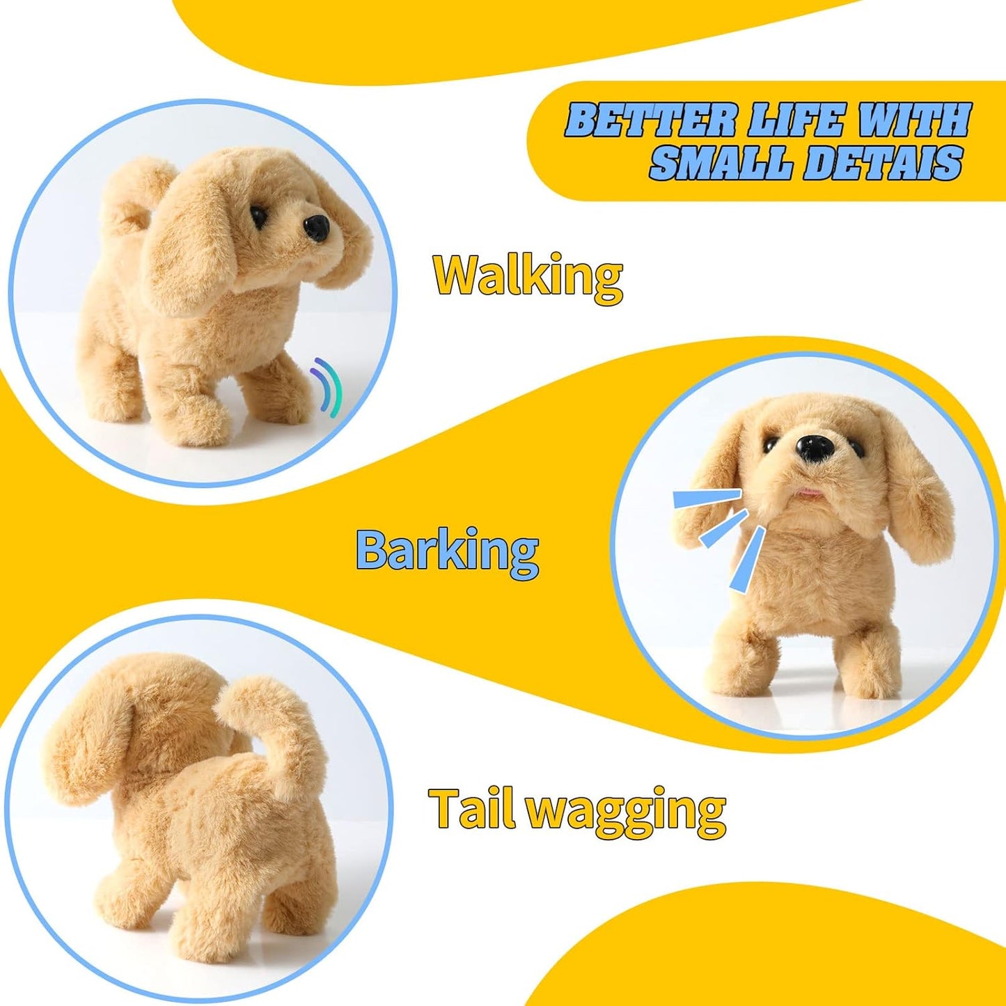 🐶✨ Peluche de cachorro Golden Retriever: perro electrónico interactivo que habla y se mueve 🐾💛