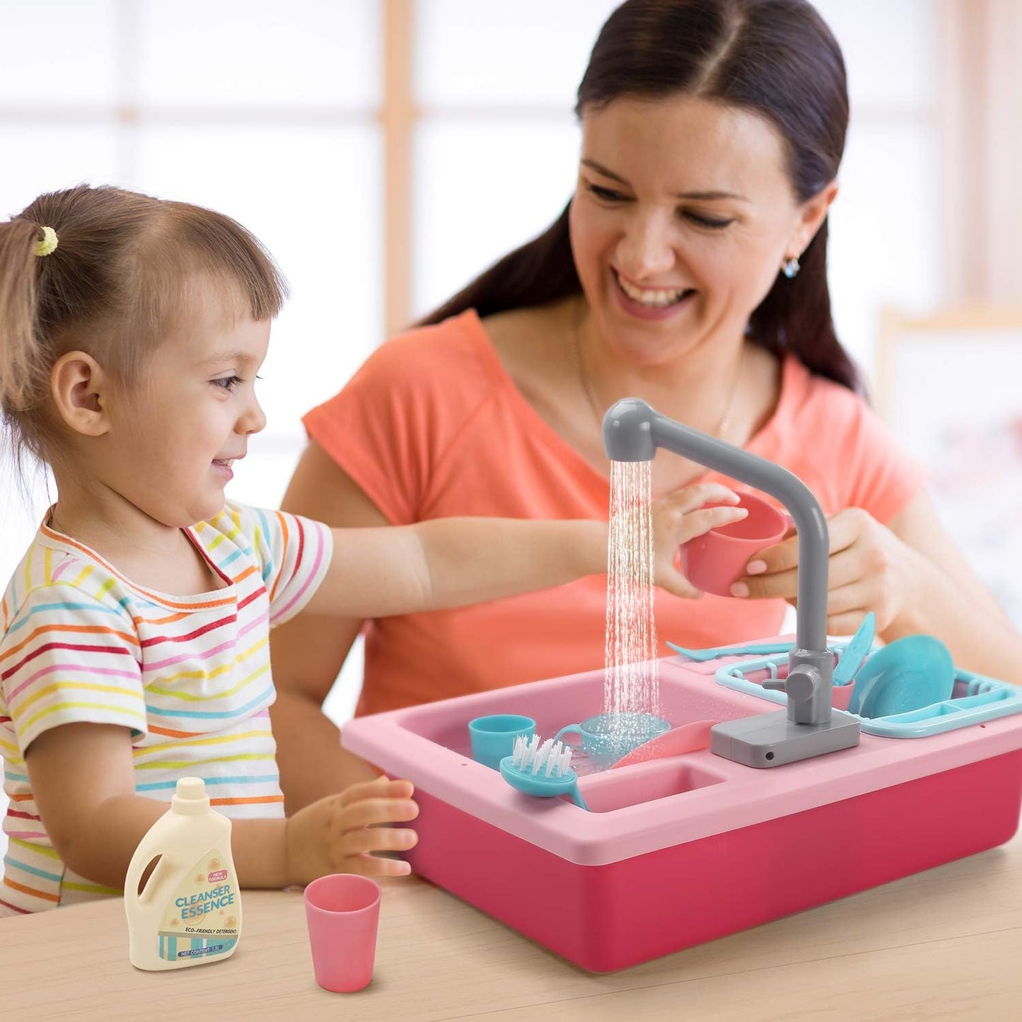 Fregadero de juguete Pavrivey que cambia de color 🏠 | Set de juego de rol para niños 👧👦
