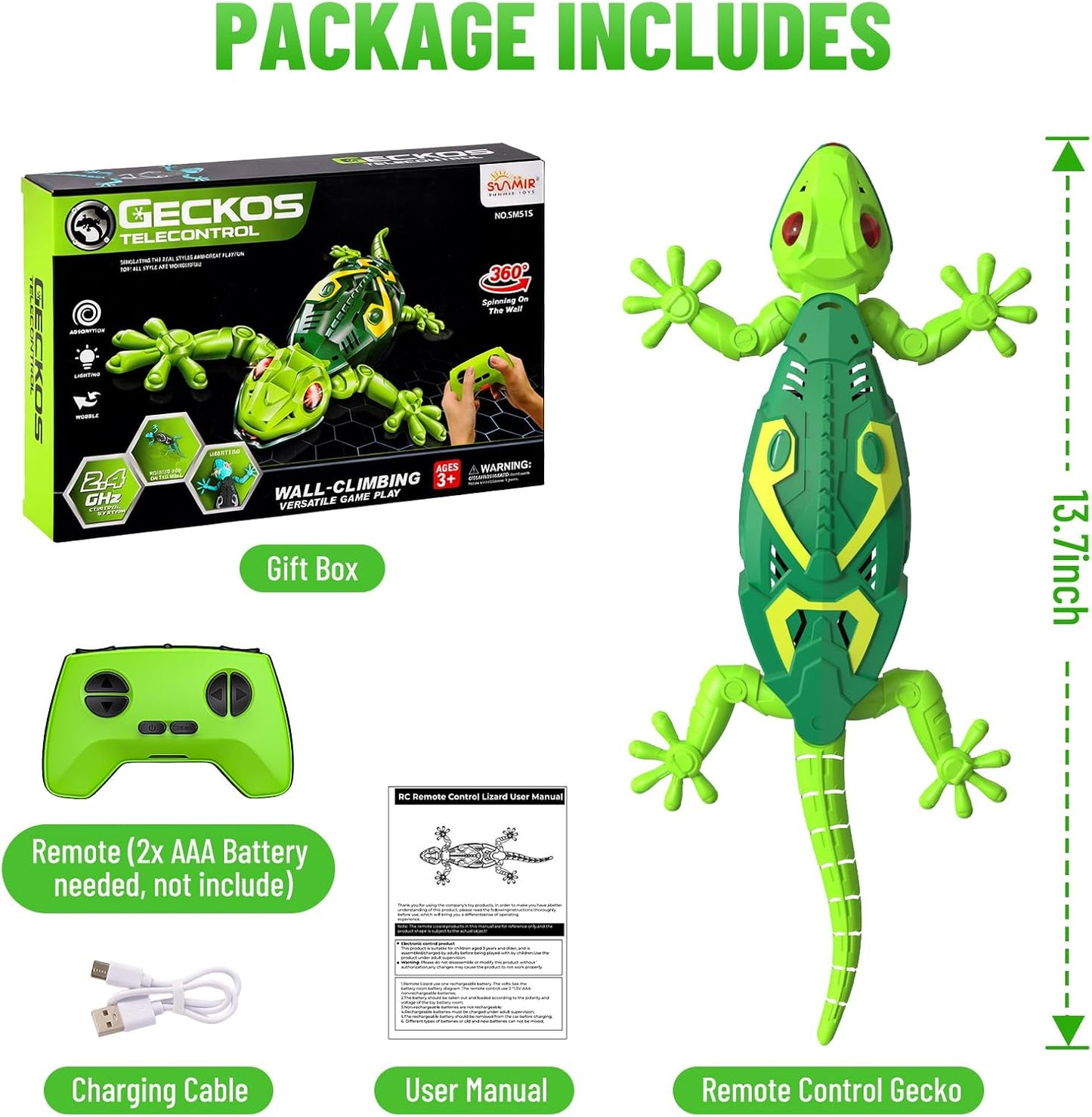 Lagarto trepador teledirigido 💚 | Tecnología de succión al vacío | ¡La broma navideña perfecta y el regalo ideal para niños! 🌟