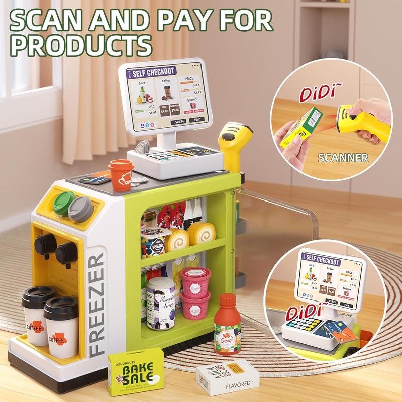 Juego de supermercado de 46 piezas: caja registradora interactiva y sonido de escaneo 🛒💰👧👦
