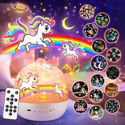 Unicorn Night Light Projector for Kids 🌙 | 15 Sounds, 15 Movies, 7 Colors & Remote Control | Baby Night Light, Sensory Lights