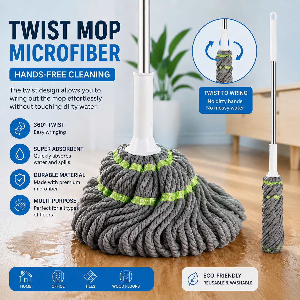 Neva Self-Squeezing Mop – Practical Cleaning with Smart Squeezing System