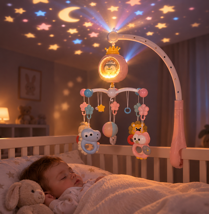 Remote Control Baby Crib Mobile with Musical Projector and Rattles