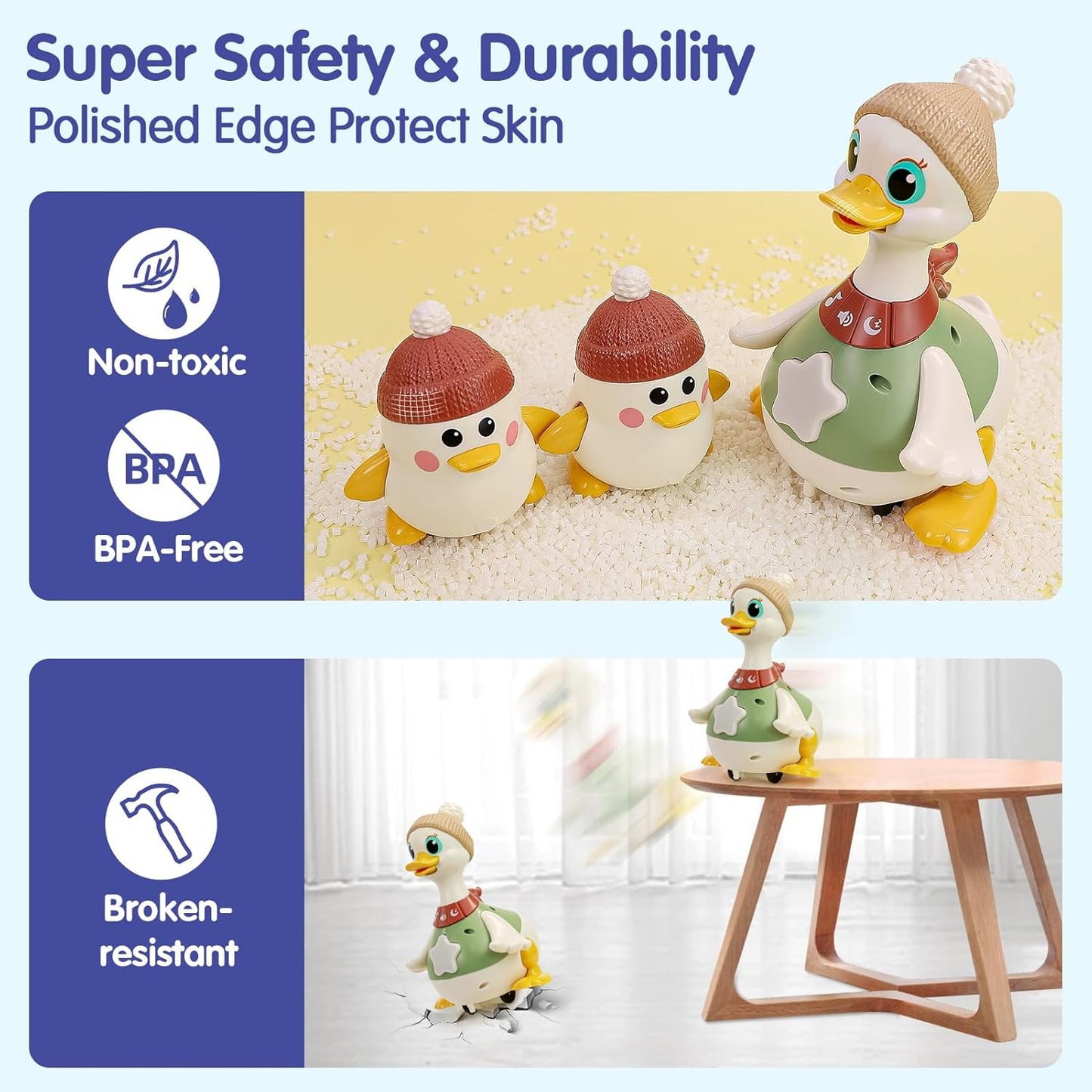 "Juguete musical de patitos que caminan 🦆 | Set de patitos bebés que se iluminan para gatear y jugar boca abajo (paquete de 3)"