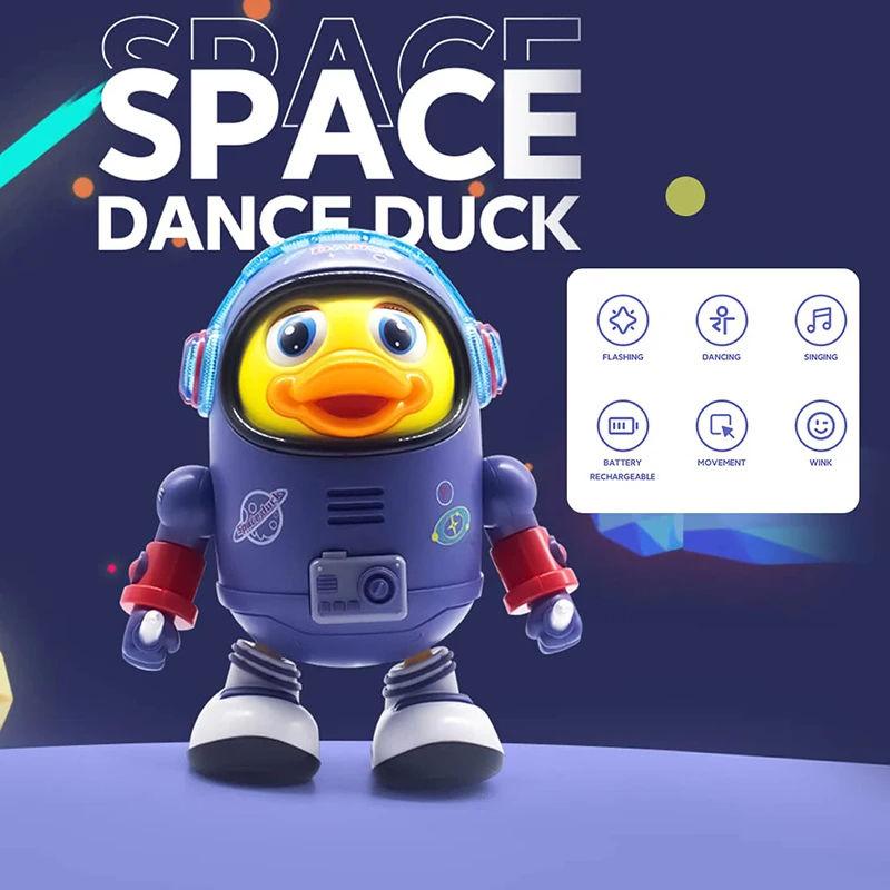 🌟 ¡Pato espacial eléctrico interactivo de juguete para niños! 🚀 Divertido regalo electrónico educativo con música 🎶 y luces ✨