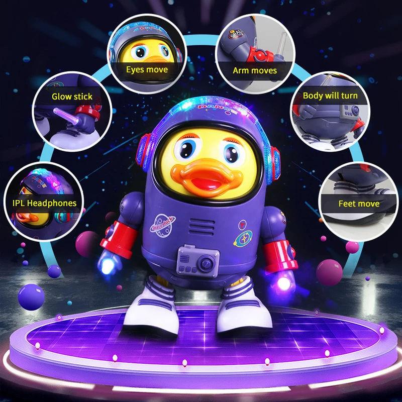 🌟 ¡Pato espacial eléctrico interactivo de juguete para niños! 🚀 Divertido regalo electrónico educativo con música 🎶 y luces ✨