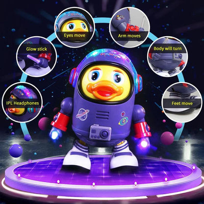 🌟 ¡Pato espacial eléctrico interactivo de juguete para niños! 🚀 Divertido regalo electrónico educativo con música 🎶 y luces ✨